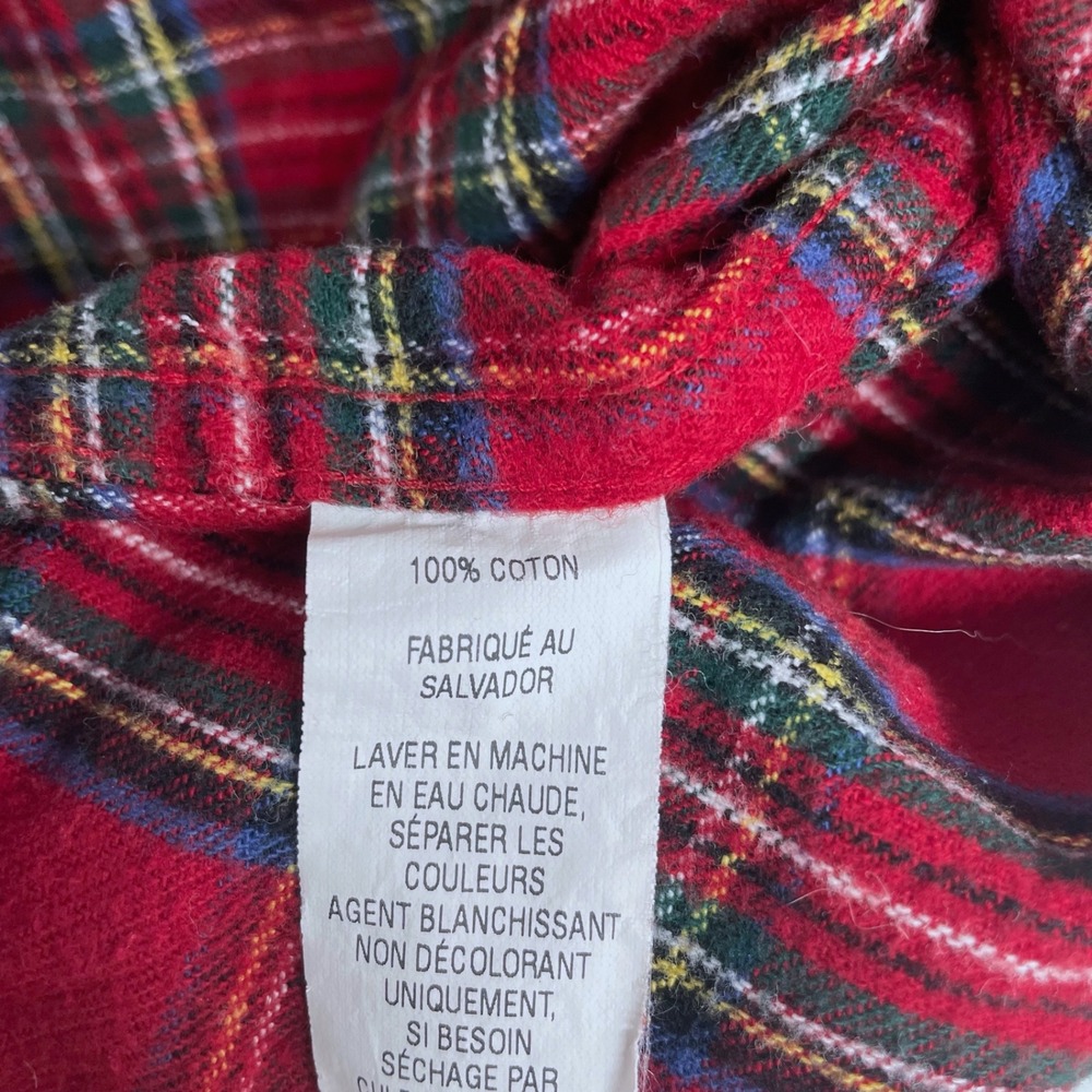 LL Bean Red and Green Plaid Flannel Shirt Large Button Down ItemID 228061 - Picture 6 of 6
